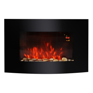 HOMCOM 1000/2000W LED Curved Glass Electric Wall Mounted Fire Place, 89.2L x 13.5W x 48Hcm