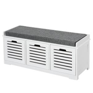 HOMCOM MDF Entryway 3-Drawer Shoe Bench White/Grey