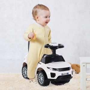 HOMCOM 3-in-1 Ride-On Car Kids Car Walker Stroller Push-Along w/ Horn Wheel & Under Seat Storage White