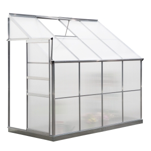 Outsunny Walk-In Garden Greenhouse Aluminum Frame Polycarbonate w/ Roof Vent