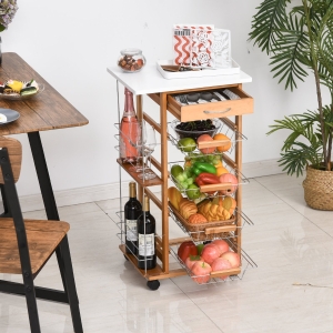 HOMCOM MDF Multifunction Kitchen Island Trolley Brown
