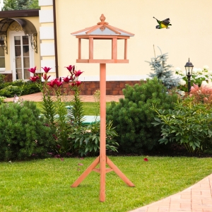 Pawhut Wooden Bird Table Feeder Station Wooden Parrot Stand