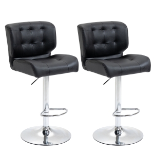 HOMCOM Modern Bar stools Set of 2 Adjustable Height Swivel Bar Chairs with Footrest