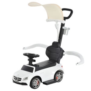 HOMCOM 3 in 1 Ride On Push Along Car for Toddlers Stroller Sliding Car w/ Canopy 1-3 Years Old