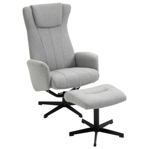 HOMCOM Recliner and Ottoman with 135° Adjustable Backrest for Home Office Light Grey