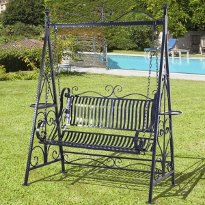 Outsunny Cast Iron Swing Chair Patio Metal Vintage Style Hammock Bench