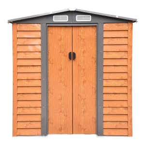 Outsunny 4.9 x 6.3ft Galvanized Steel Garden Shed - Brown