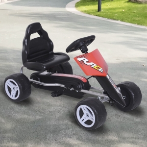 HOMCOM Kids Pedal Go Kart Ride-on, 80Lx49Wx50Hcm-Red/Black