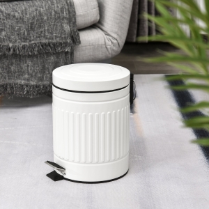 HOMCOM 5L Round Steel Pedal Bin White