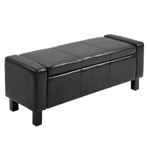HOMCOM Storage Ottoman Bench PU Leather Footstool Ottoman Upholstered Flip-Lip Brown