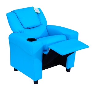HOMCOM Children Recliner Armchair W/ Cup Holder-Blue