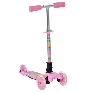 HOMCOM Foldable Scooter for Kids with 3 Wheel Adjustable Height Flashing Wheels