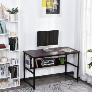 HOMCOM Particle Board 2-Tier Writing Desk Brown