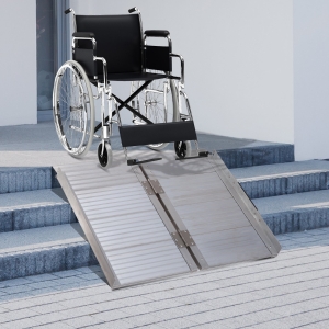 HOMCOM Folding Aluminum Ramp Wheelchairs/Scooters/Pet W/Handle Mobility Ramp W/Handle 24"