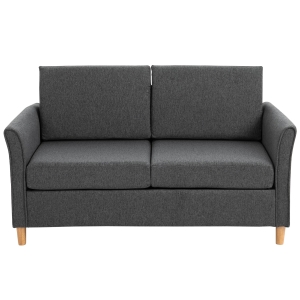HOMCOM Linen Upholstery 2-Seater Sofa Floor Sofa Living Room Furniture w/Armrest Wooden Legs Dark Grey