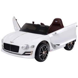 HOMCOM 12V Ride on Car with LED Lights, Kids Electric Car Ride on Toys Bentley Licensed MP3 Player, White