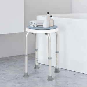 HOMCOM Aluminium 360° Swivel Shower Stool Blue/White