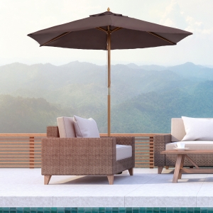 Outsunny 2.5 m Wooden Parasol Sun Shade-Coffee