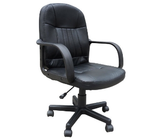 HOMCOM PU Leather 360 Swivel Home Office Chair with Armrest Black