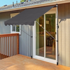 Outsunny 2x1.5m Adjustable Outdoor Aluminium Frame Awning Grey