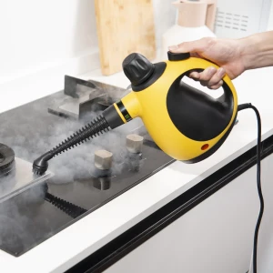 HOMCOM Handheld Steam Cleaner for Chemical Free Cleaning, Portable Multi-purpose Steamer with 9 Pieces Accessory 1050W, 350ML Tank, Yellow