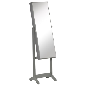 HOMCOM Jewellery Cabinet with Full-Length Mirror, Lockable Jewellery Organiser, Grey