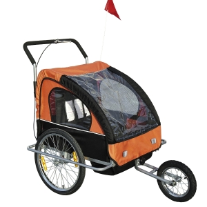HOMCOM Trailer for Kids Steel Frame Children's 2-Seater Jogger Trailer Orange