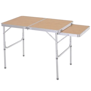 Outsunny Portable Folding Picnic Table, 3ft Aluminium Frame with MDF Top, Lightweight for Outdoor Use, Silver