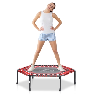 HOMCOM Mini Hexagon Steel Frame Trampoline with Anti-slip Rubber Pads Red