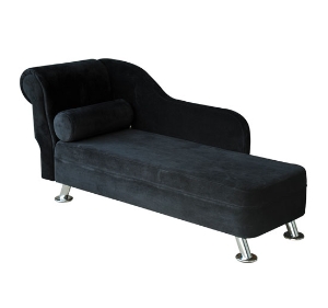HOMCOM Velvet Upholstered Chaise Longue Sofa w/ Bolster Cushion Black