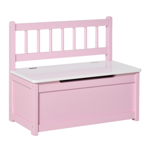 HOMCOM 2-in-1 Wooden Toy Box Kids Seat Bench Storage Chest w/ Pneumatic Rod