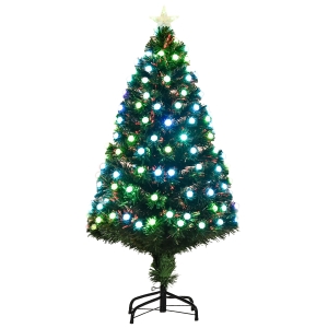 HOMCOM 5FT Artificial Christmas Tree W/Vase Base, W/LED Lights-Green