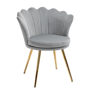 HOMCOM Accent Chair Modern Dining Chair Velvet-Touch Fabric Armchair with Gold Legs