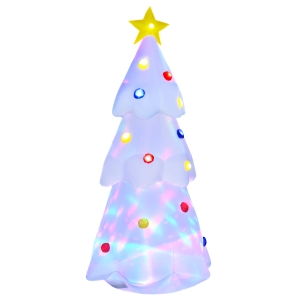 HOMCOM 6FT Christmas Inflatable Tree LED Lighted for Home Indoor Outdoor Decoration White