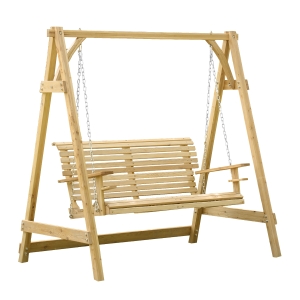 Outsunny 2-Seater Larch Wood Swing Chair Bench