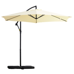 Outsunny 3(m) Garden Parasol Sun Shade Banana Umbrella Cantilever w/ Weight Beige
