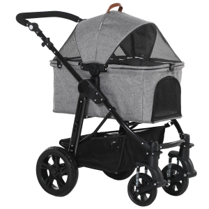 PawHut No-zip Detachable Pet Stroller Foldable Dog Cat Travel Carriage Carrying Bag