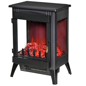HOMCOM Free standing Electric Fireplace W/Realistic Flame Effect 1000W/2000W Black
