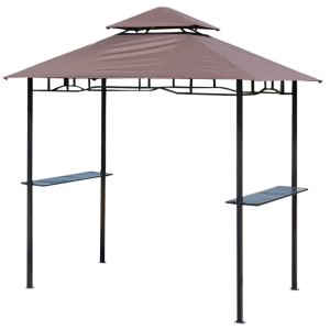 Outsunny 8ft DoubleTier BBQ Gazebo-Coffee