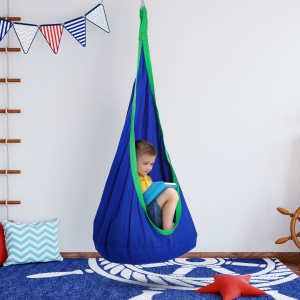 HOMCOM Children's Canvas Hanging Swing Chair Pod Chair Blue