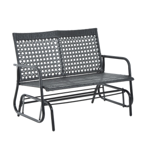 Outsunny 2-Seater Wicker Bench 76L×120W×90H cm-Black