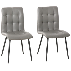HOMCOM Set of 2 Dining Chairs Upholstered High Back PU Leather Seat with Metal Legs