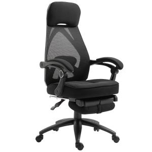 Vinsetto Mesh Back Office Desk Chair w/ Retractable Footrest High Back Adjustable Height Swivel Base - Black