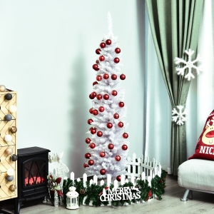HOMCOM 6FT Artificial PVC Slimline Christmas Tree White