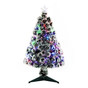 HOMCOM 3ft 90cm Green/White Artificial Christmas Tree W/ Prelit LED Lights-Multicolor