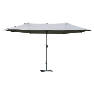 Outsunny 4.6M Sun Umbrella Canopy Double-sided Crank Sun Shade w/ Cross Base Grey