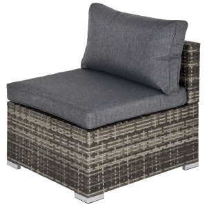 Outsunny Outdoor Garden Furniture Rattan Single Sofa w/ Cushions Deep Grey
