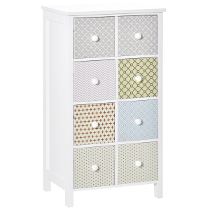 HOMCOM Chest of Drawers, 8 Drawer Dresser, Storage Cabinet for Bedroom Living Room