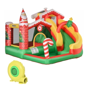 Outsunny Kids Bounce Castle Trampoline Slide Water Pool Climbing Wall with Inflator