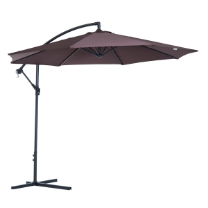 Outsunny Φ3m Hanging Umbrella Parasol-Coffee